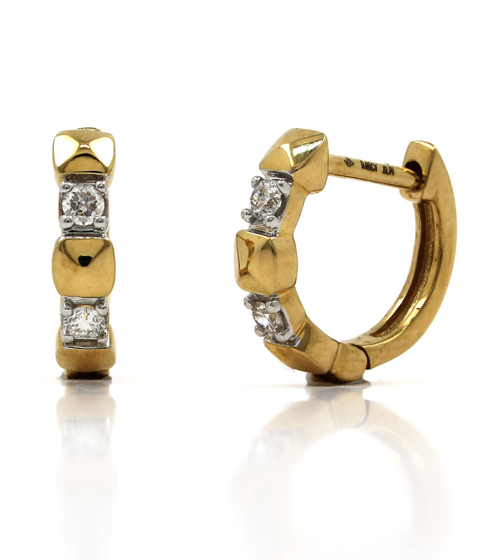 Pendientes de Aro con 2 Diamantes Oro Amarillo