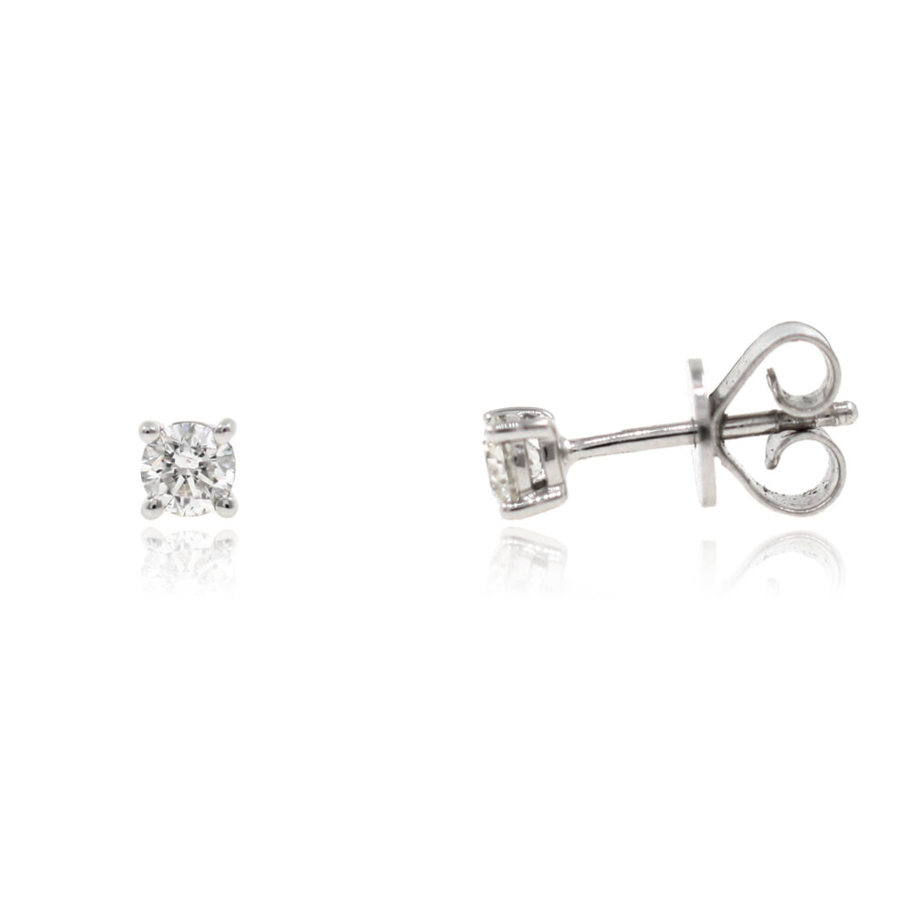 Pendientes 4 Garras Oro Blanco Brillantes 0.40ct