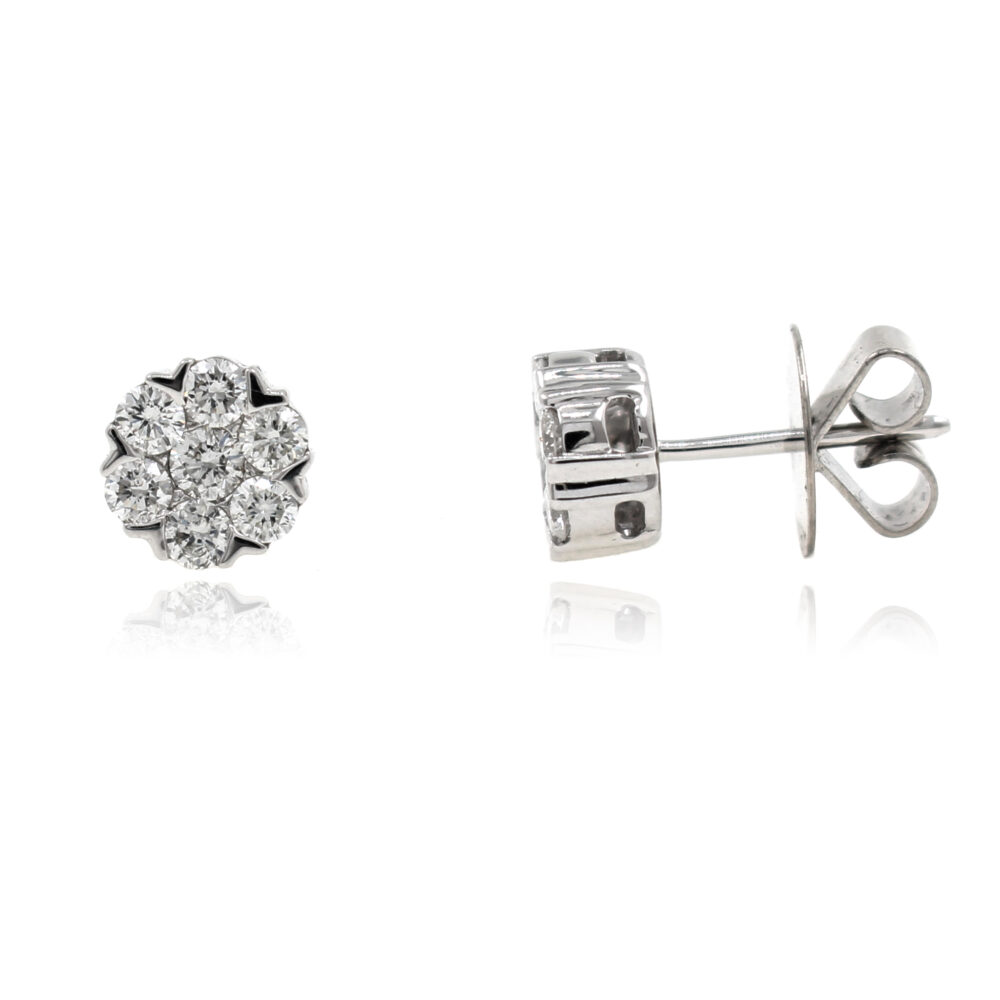 Pendientes Roseton Oro Blanco Brillantes 0.78ct