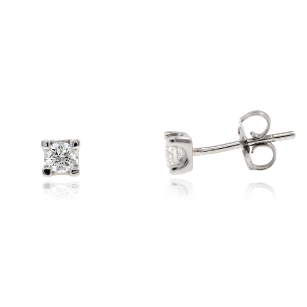 Pendientes 4 Garras Oro Blanco Brillantes 0.30ct