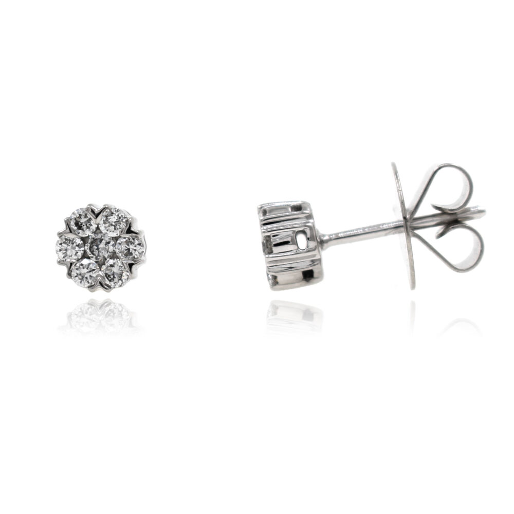 Pendientes Roseton Oro Blanco y Brillantes 0.34ct