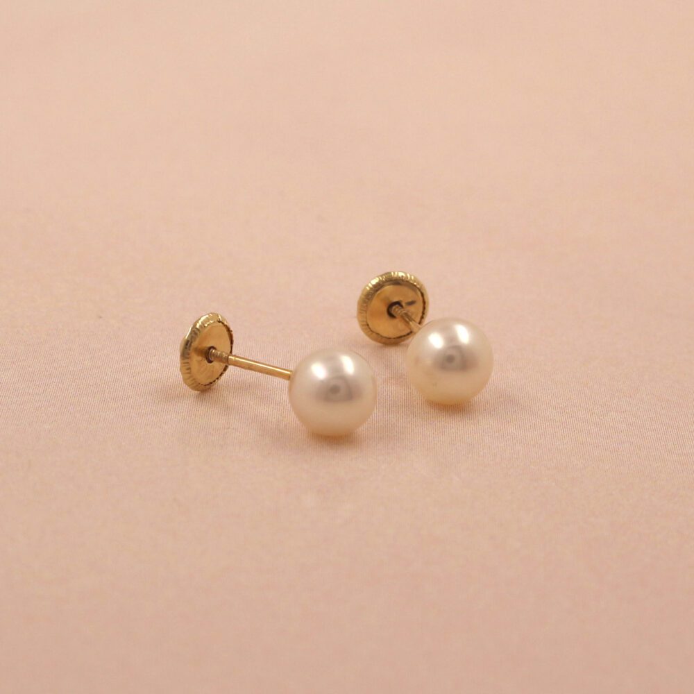 Pendientes Bola Perla 5mm Oro