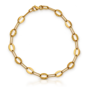 Pulsera de oro amarillo con eslabones martelé