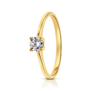 Solitario Circonita Oro Amarillo Grapas