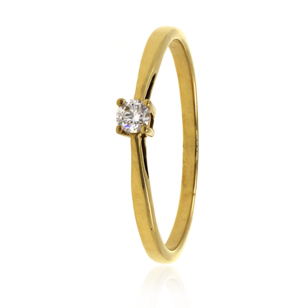 Anillo Solitario Compromiso Oro Amarillo y Diamantes 0 09ct