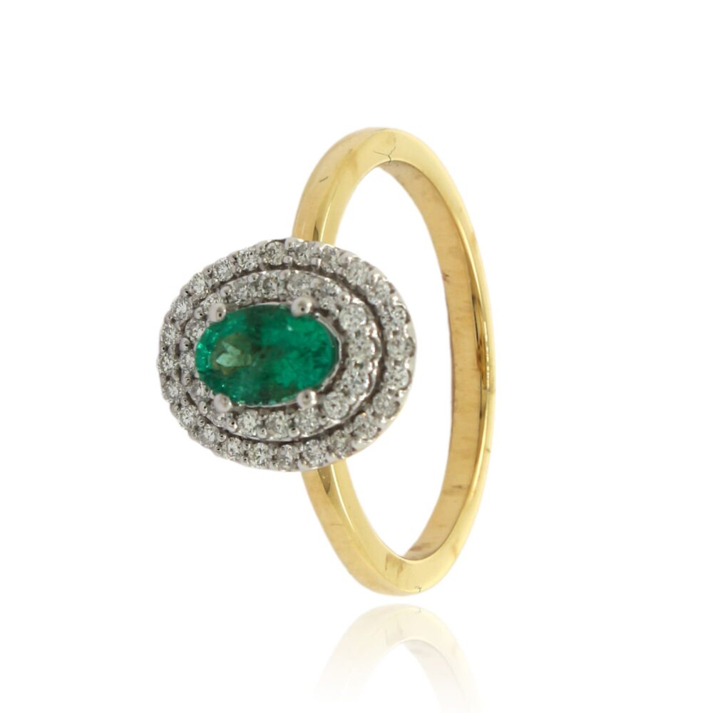 Anillo Oro Amarillo con Diamantes Esmeralda 0 21ct