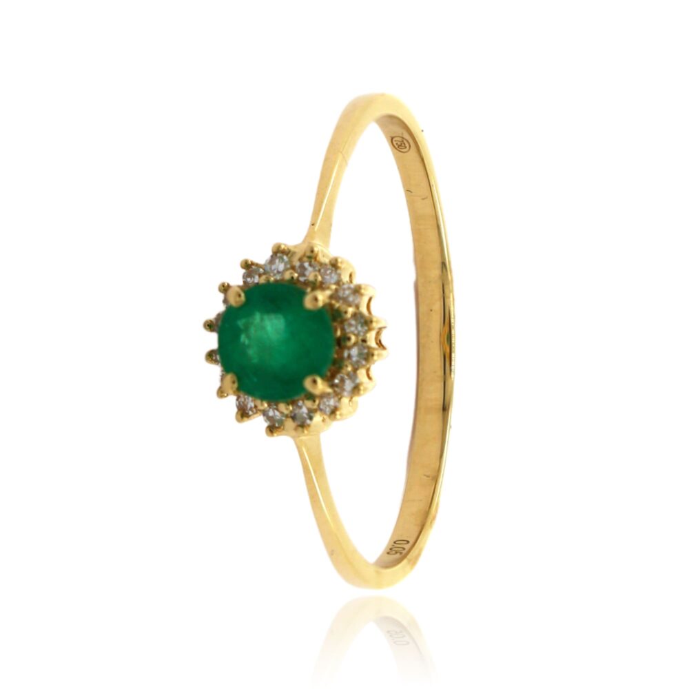 Anillo Oro Amarillo con Diamantes Esmeralda 0 049ct