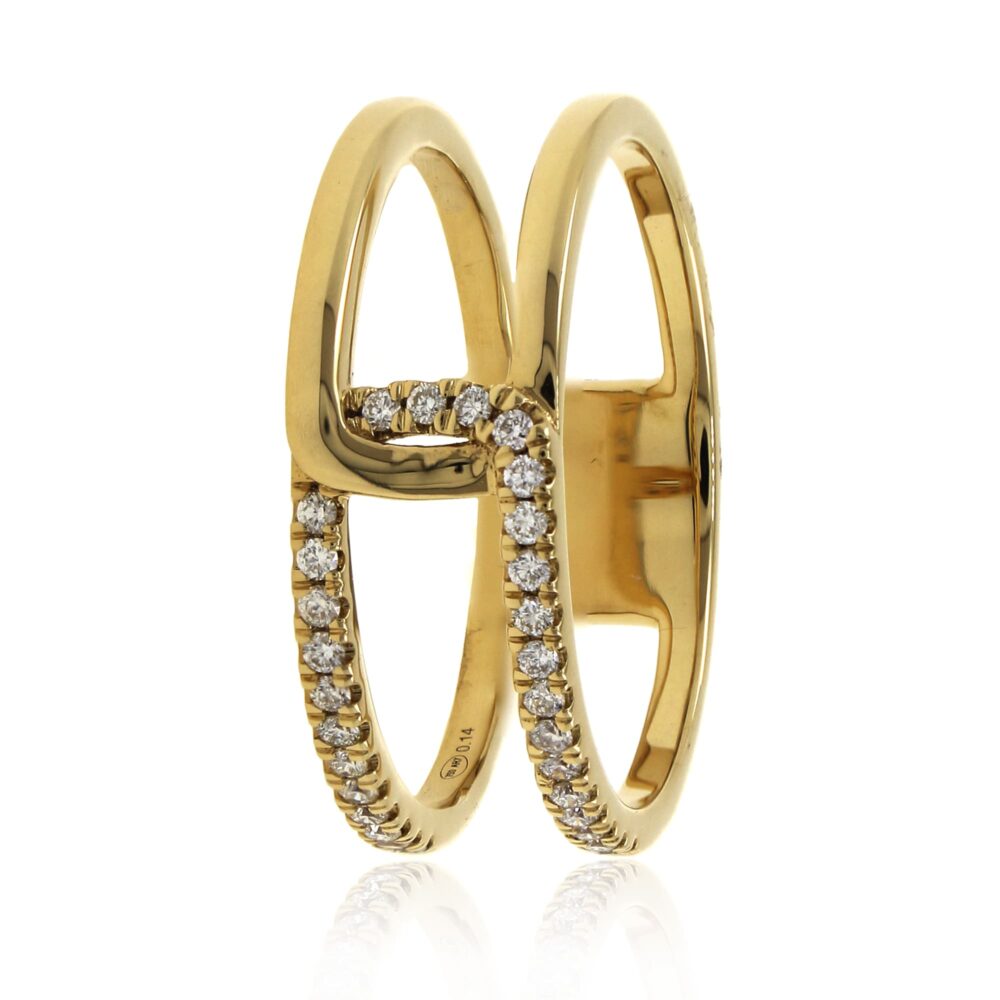 Doble Anillo Oro Amarillo y Diamantes 0 14ct