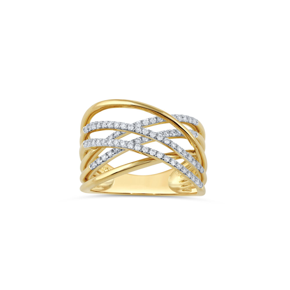 Anillo Carriles con Diamantes 0 50ct Oro Amarillo