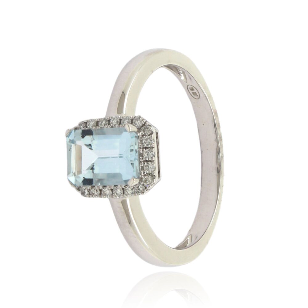 Anillo Oro Blanco con Diamantes Agua Marina 0 103ct