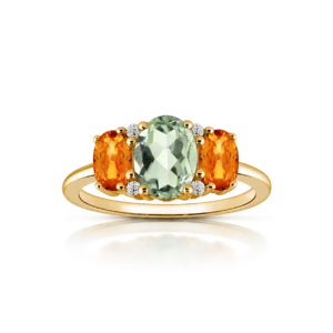 Anillo Amatista verde y Citrino con Diamantes 0 06ct