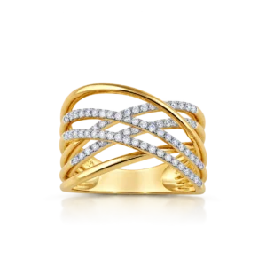 Anillo Carriles con Diamantes 0 50ct Oro Amarillo