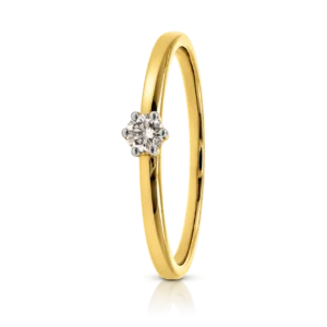 Anillo Compromiso Oro Amarillo 6 Garras y Diamante 0,09ct
