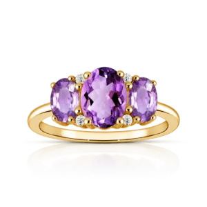 Anillo con Amatistas y Diamantes 0 06ct