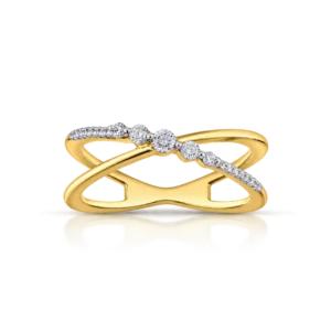 Anillo Cruzado con Diamantes 0 21ct y Oro Amarillo