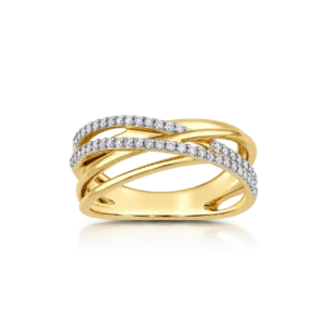 Anillo Cruzado Oro Amarillo y Diamantes 0 25ct