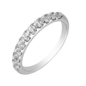 Anillo de Compromiso Media Alianza Grapas Diamantes 0,74ct