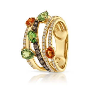 Anillo de Oro Amarillo con Diamantes y Zafiros de colores 0 40ct