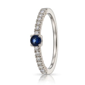 Anillo de Oro Blanco con Diamantes Piedra Zafiro 0 224ct