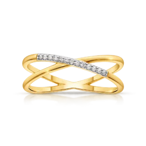 Anillo de Oro de Ley Bandas Cruzadas
