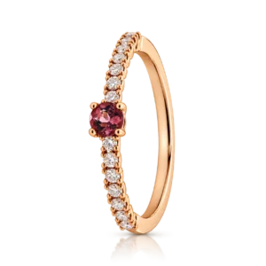 Anillo de Oro Rosa con Diamantes Turmalina rosa 0 024ct