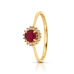 Anillo Oro Amarillo con Diamantes Rubí 0 048ct