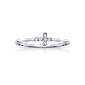 Anillo Oro Blanco Cruz y Diamantes