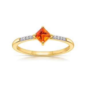 Anillo Oro Citrino y Diamantes