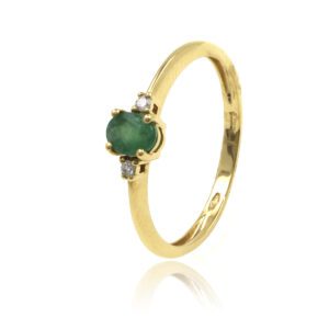 Anillo Oro Esmeralda y Diamantes