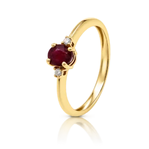 Anillo Oro Rubí y Diamantes