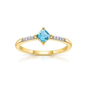 Anillo Oro Swiss Blue y Diamantes