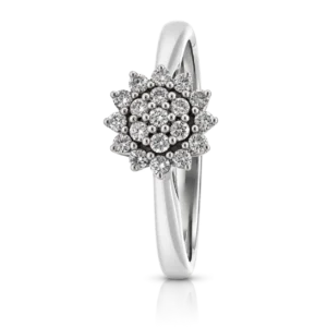 Anillo Rosetón Compromiso Oro Blanco y Diamantes 0 25ct