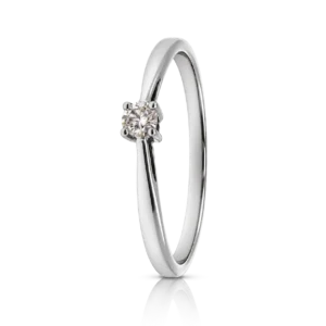 Anillo Solitario Compromiso 4 Garras 0 09ct Oro Blanco 18kt