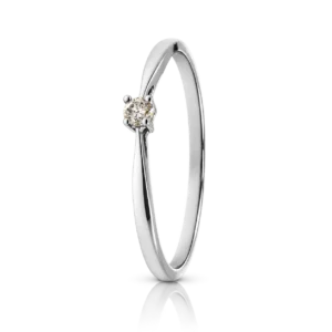 Anillo Solitario Compromiso 4 Garras 0,045ct Oro Blanco 18kt