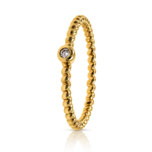 Anillo Solitario Trenzado Oro Amarillo y Diamante 0 03ct