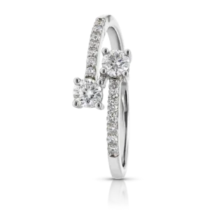 Anillo Tu y Yo Oro Blanco y Diamantes 0 38ct