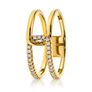 Doble Anillo Oro Amarillo y Diamantes 0 14ct