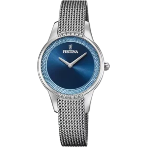 reloj festina f20494_2 para mujer azul y plateado con correa de malla milanesa