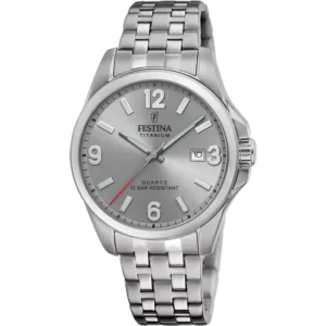 reloj festina f20696_2 titanio para hombre con esfera gris y segundero rojo