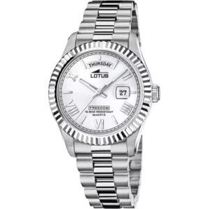 reloj lotus hombre clasico l18854_1 esfera blanca y dia de la semana