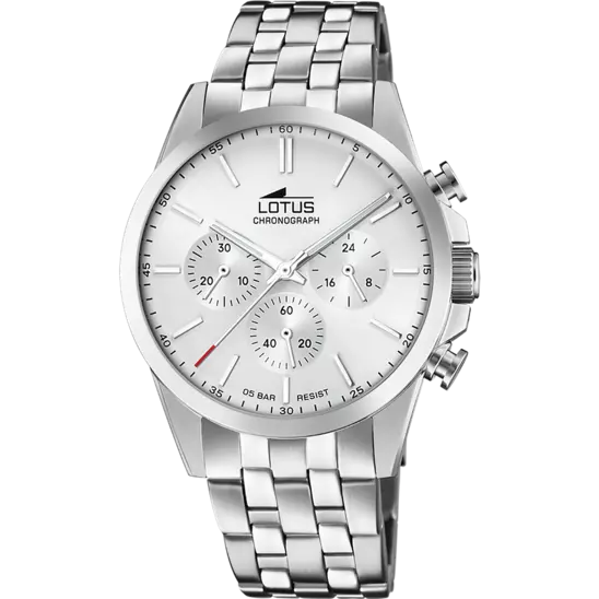 reloj lotus hombre l18989_1 con esfera blanco y dia del mes, elegante y clasico