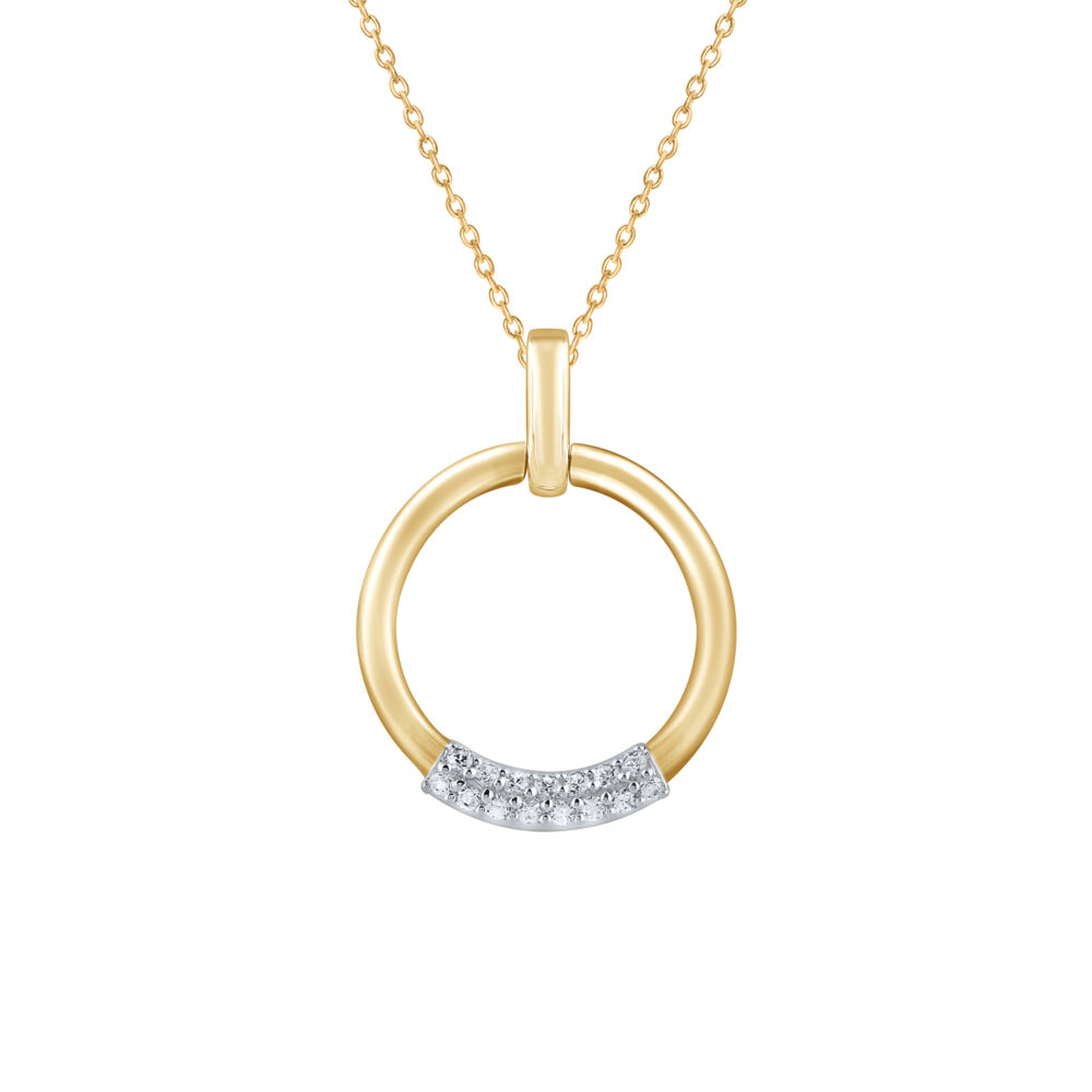 colgante de oro amarillo circulo con pavé de brillantes