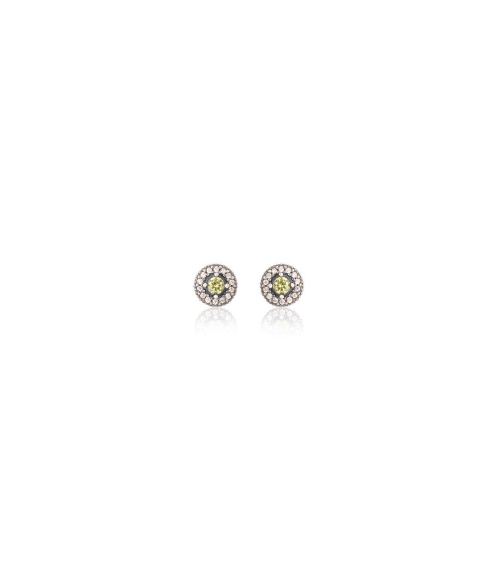 pendientes boton sunfield de plata con piedra verde