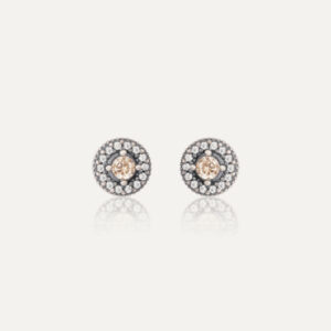 pendientes sunfield roseton con circonitas y piedra champagne