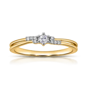 anillo de oro con brillantes y 1 brillante central
