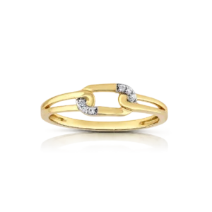 anillo de oro amarillo con anilla central y brillantes