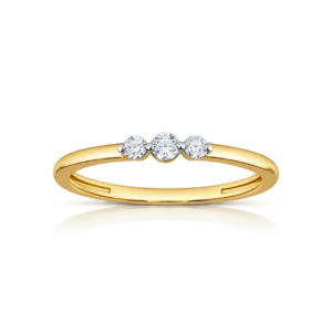 anillo de oro amarillo tresillo con 3 brillantes