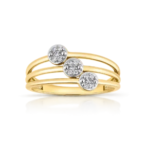 anillo de oro triple con mini pavé de brillantes