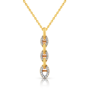 colgante de oro con 3 anillas y brillantes