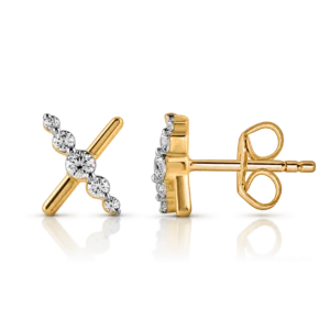 pendientes de oro forma X con brillantes